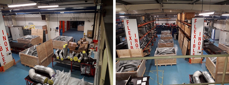 Entrepôt logistique de Tub-Flex avec emballage sécurisé des flexibles pour l'export 